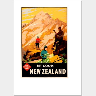 Mount Cook - New Zealand Vintage Travel Poster Design Posters and Art